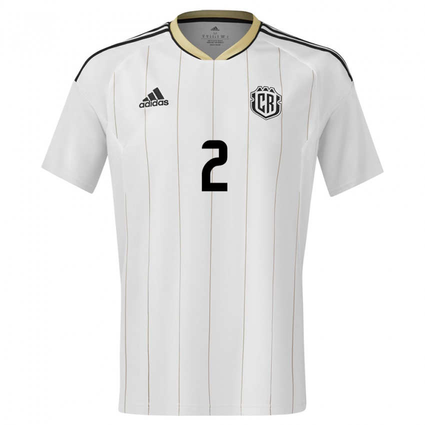 Hombre Camiseta Costa Rica Julian Gonzalez #2 Blanco 2ª Equipación 24-26 La Camisa Chile
