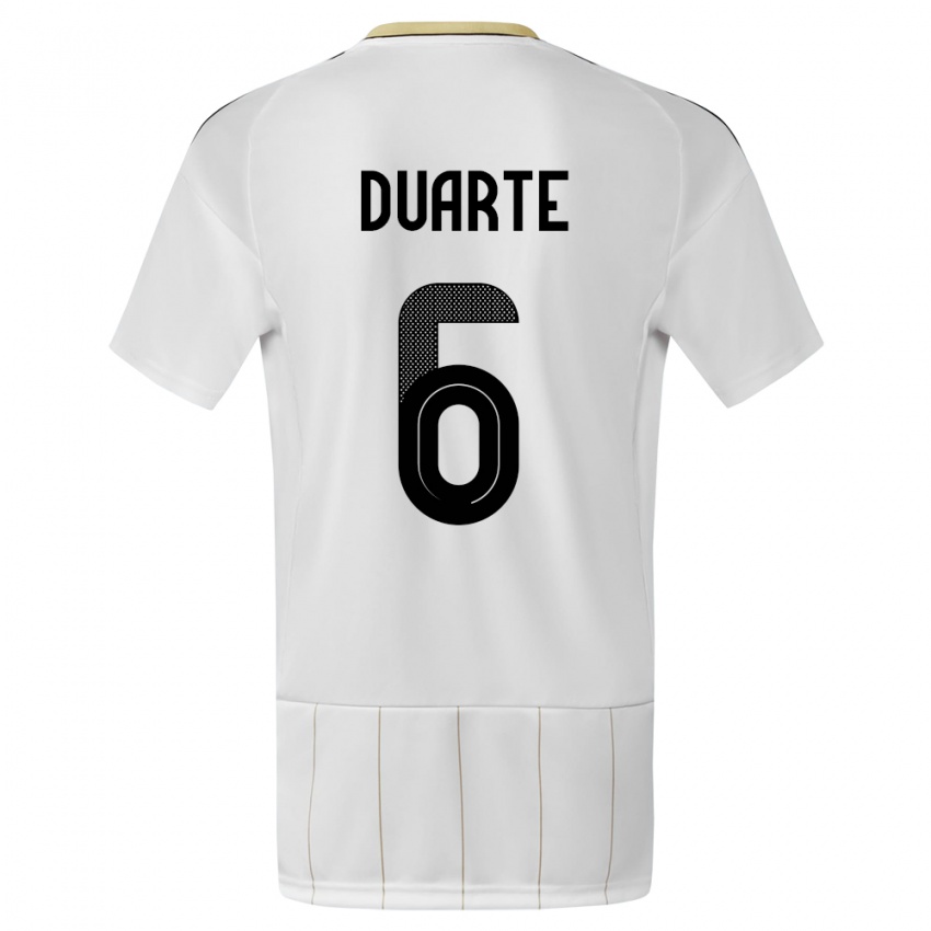 Hombre Camiseta Costa Rica Oscar Duarte #6 Blanco 2ª Equipación 24-26 La Camisa Chile