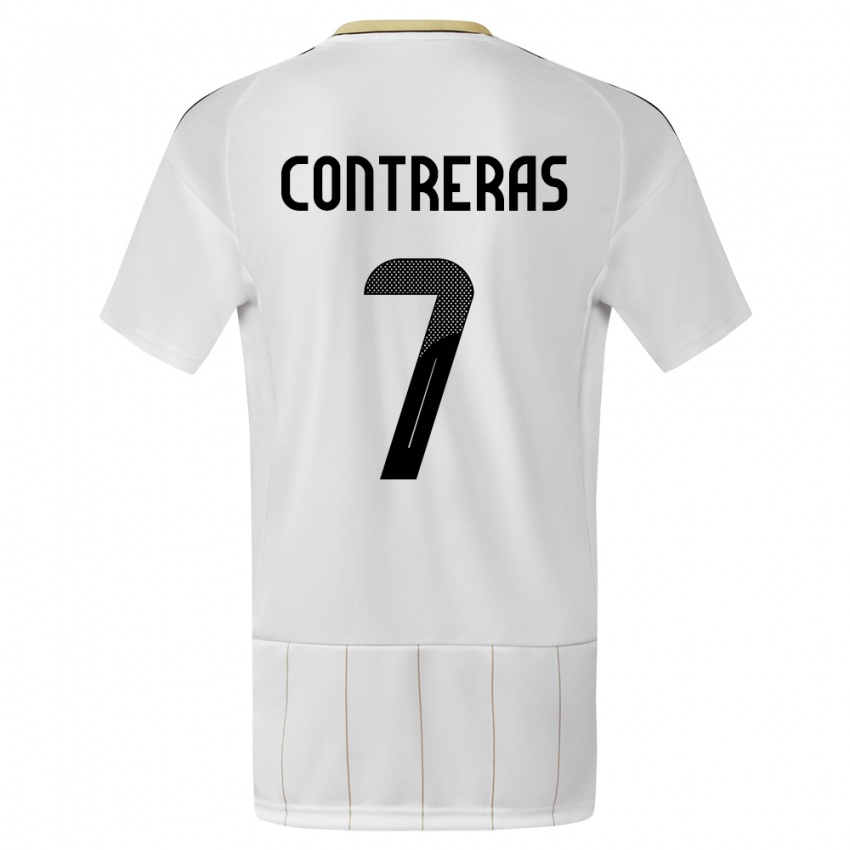 Hombre Camiseta Costa Rica Anthony Contreras #7 Blanco 2ª Equipación 24-26 La Camisa Chile