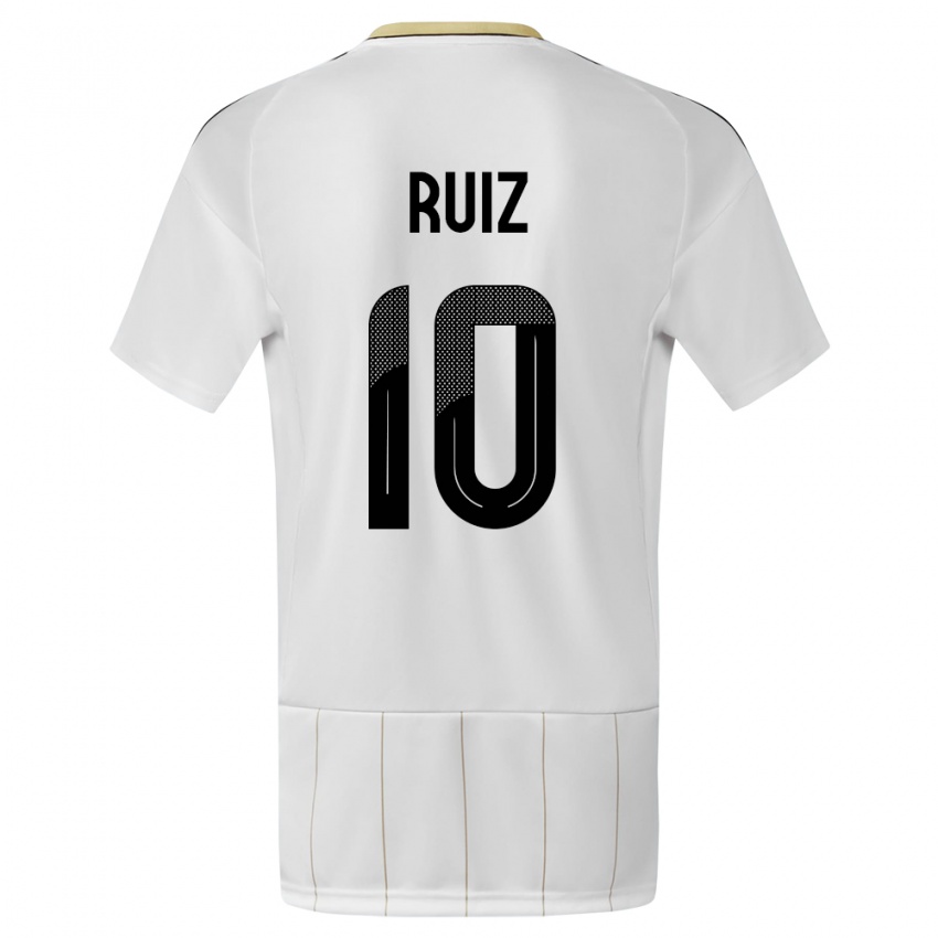 Hombre Camiseta Costa Rica Bryan Ruiz #10 Blanco 2ª Equipación 24-26 La Camisa Chile