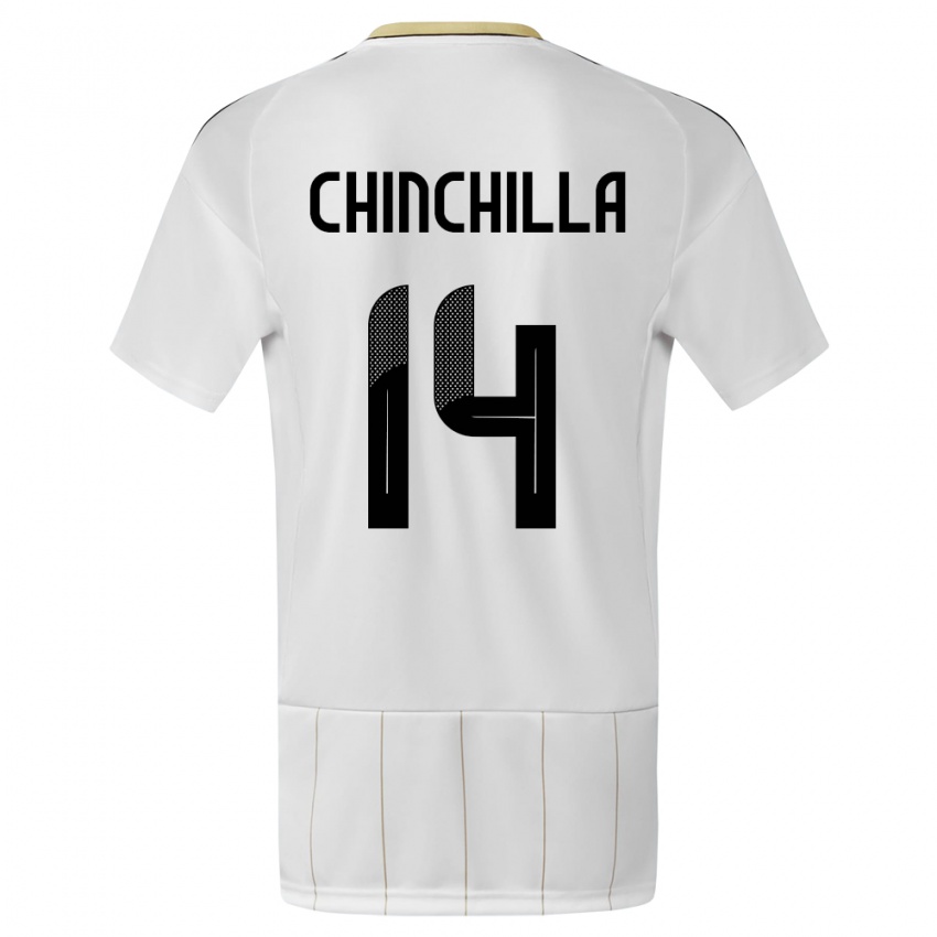 Hombre Camiseta Costa Rica Priscila Chinchilla #14 Blanco 2ª Equipación 24-26 La Camisa Chile