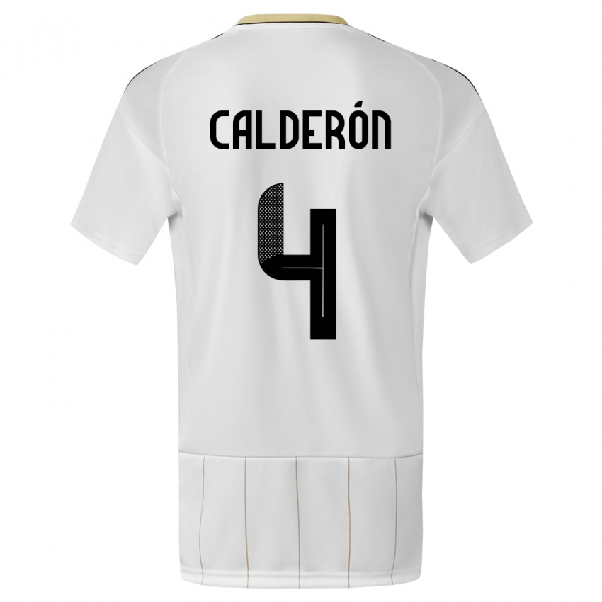 Hombre Camiseta Costa Rica Brandon Calderon #4 Blanco 2ª Equipación 24-26 La Camisa Chile