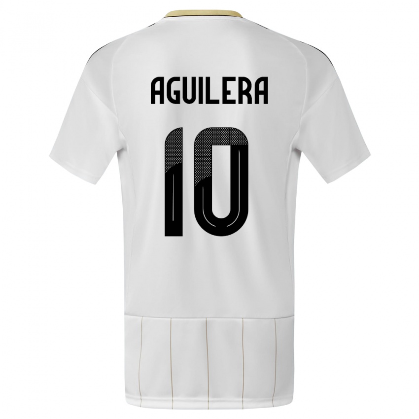 Hombre Camiseta Costa Rica Brandon Aguilera #10 Blanco 2ª Equipación 24-26 La Camisa Chile