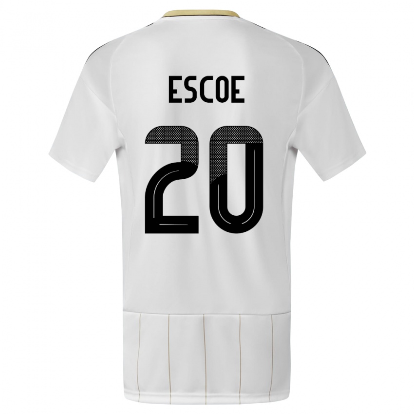 Hombre Camiseta Costa Rica Enyel Escoe #20 Blanco 2ª Equipación 24-26 La Camisa Chile