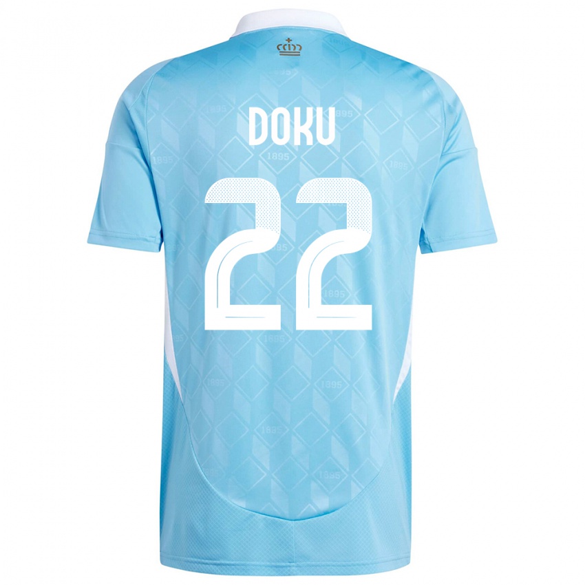 Hombre Camiseta Bélgica Jeremy Doku #22 Azul 2ª Equipación 24-26 La Camisa Chile