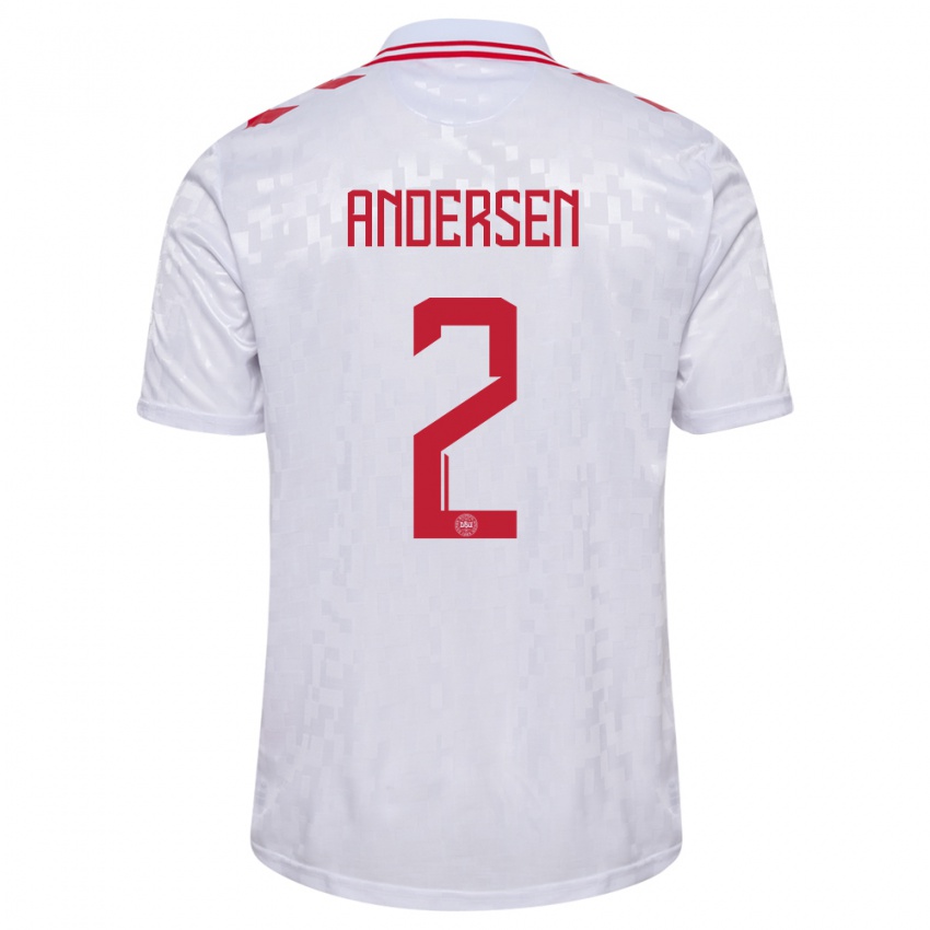 Hombre Camiseta Dinamarca Joachim Andersen #2 Blanco 2ª Equipación 24-26 La Camisa Chile