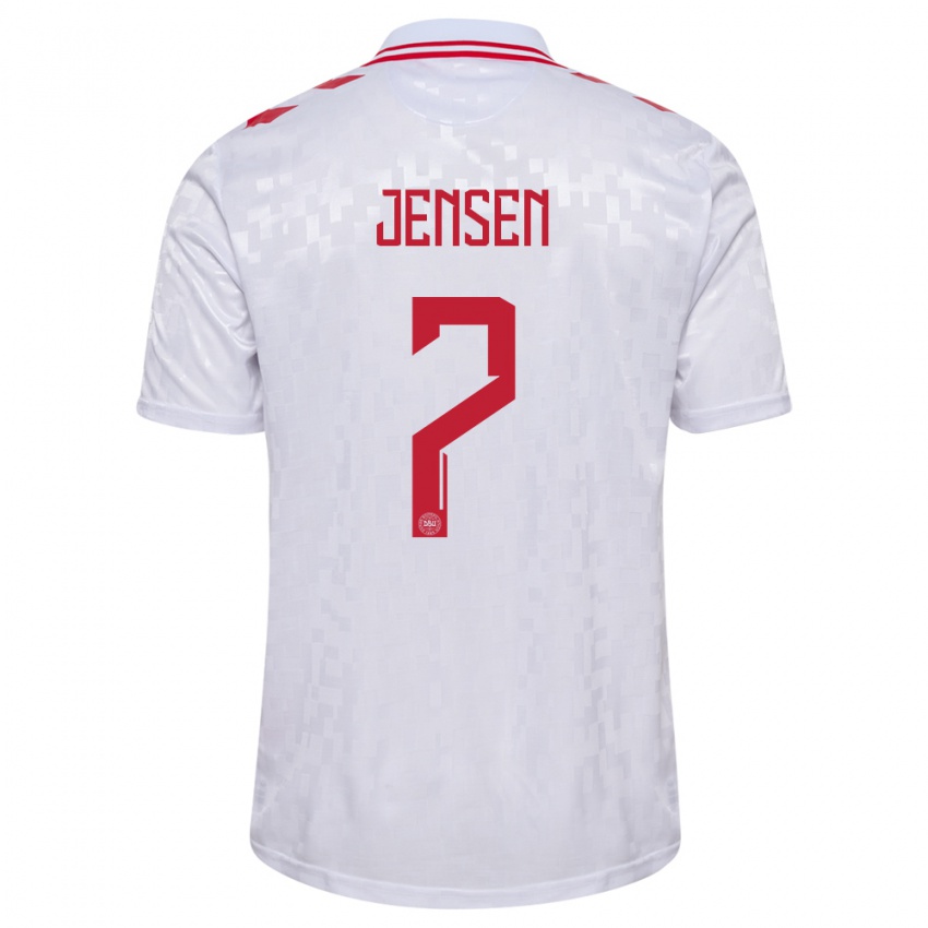 Hombre Camiseta Dinamarca Mathias Jensen #7 Blanco 2ª Equipación 24-26 La Camisa Chile