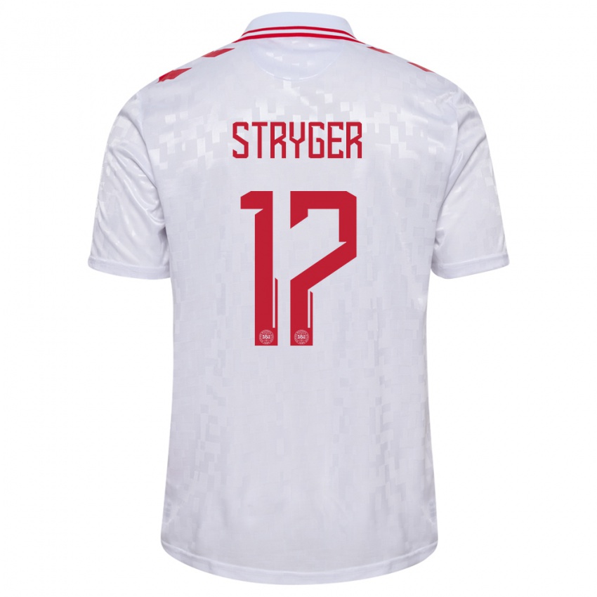 Hombre Camiseta Dinamarca Jens Stryger Larsen #17 Blanco 2ª Equipación 24-26 La Camisa Chile