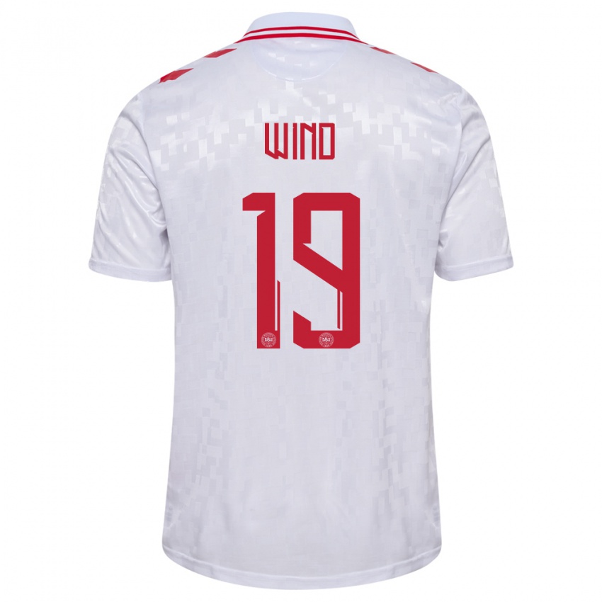 Hombre Camiseta Dinamarca Jonas Wind #19 Blanco 2ª Equipación 24-26 La Camisa Chile