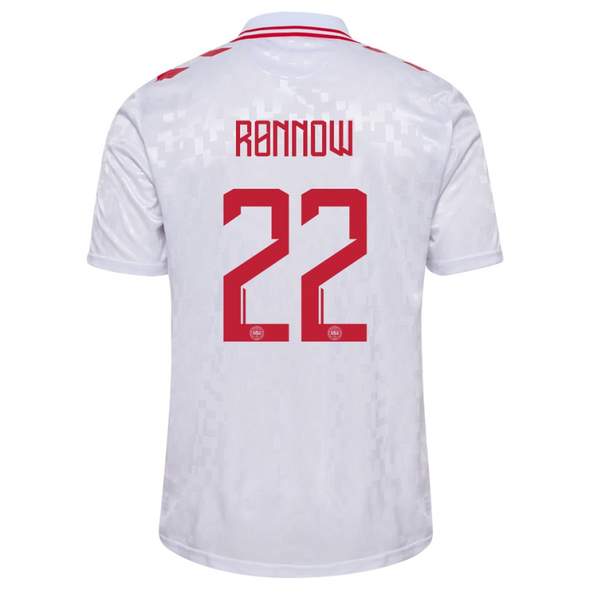 Hombre Camiseta Dinamarca Frederik Ronnow #22 Blanco 2ª Equipación 24-26 La Camisa Chile