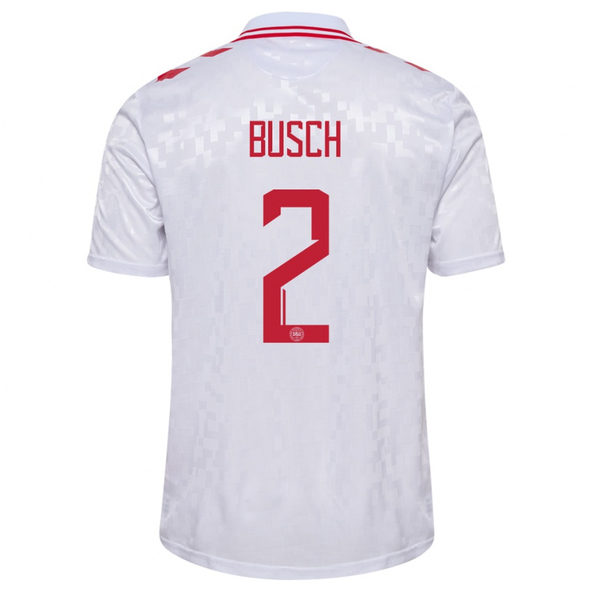 Hombre Camiseta Dinamarca Alexander Busch #2 Blanco 2ª Equipación 24-26 La Camisa Chile