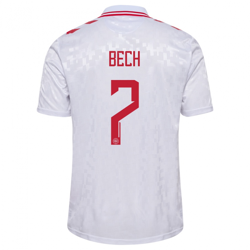 Hombre Camiseta Dinamarca Tobias Bech #7 Blanco 2ª Equipación 24-26 La Camisa Chile