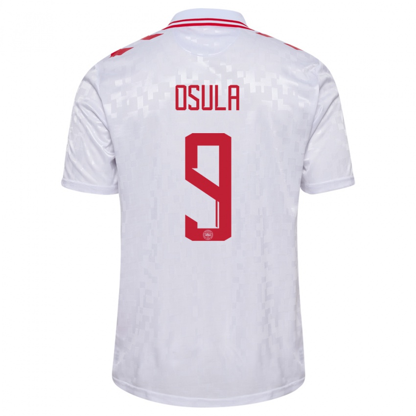 Hombre Camiseta Dinamarca William Osula #9 Blanco 2ª Equipación 24-26 La Camisa Chile