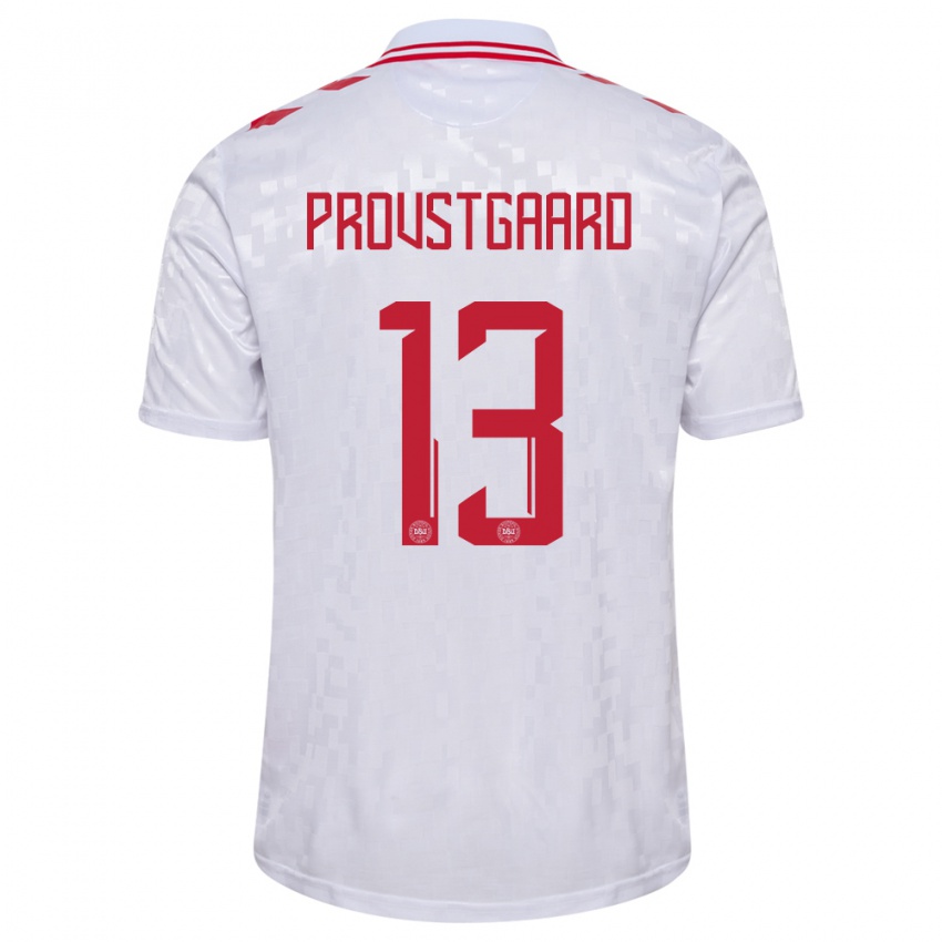 Hombre Camiseta Dinamarca Oliver Provstgaard #13 Blanco 2ª Equipación 24-26 La Camisa Chile