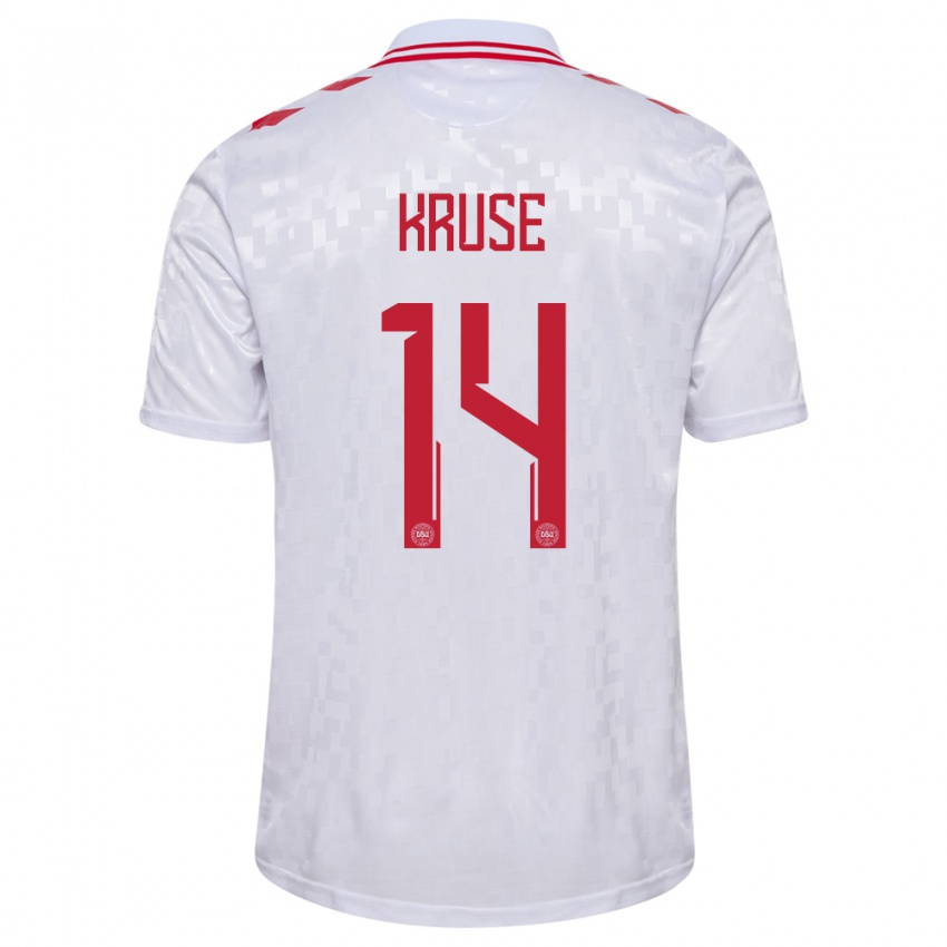 Hombre Camiseta Dinamarca David Kruse #14 Blanco 2ª Equipación 24-26 La Camisa Chile