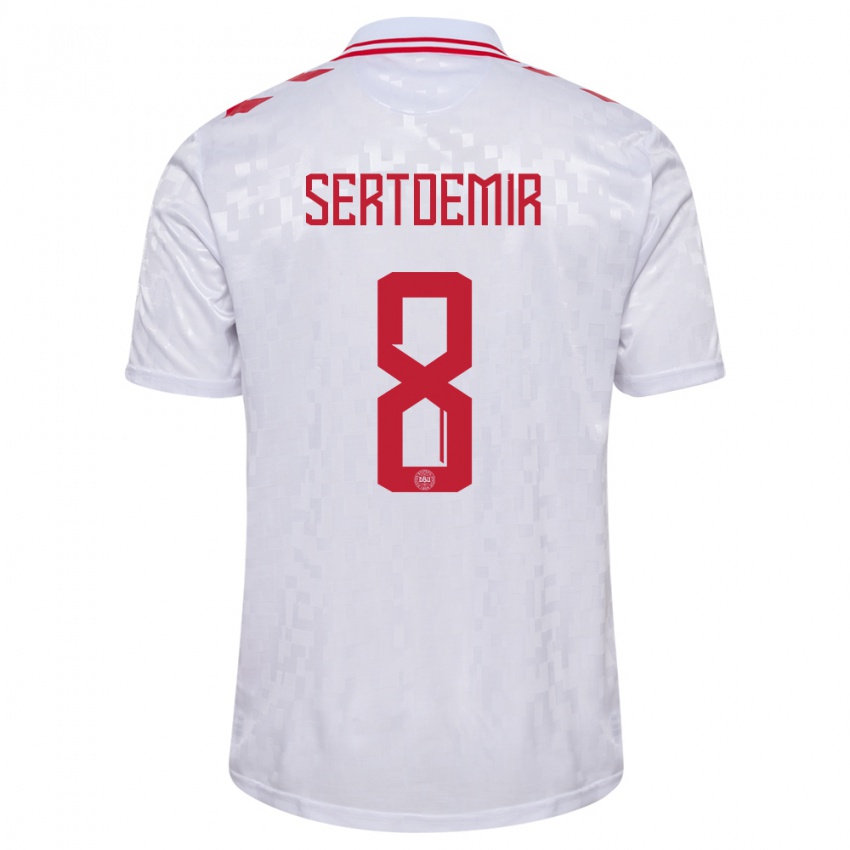 Hombre Camiseta Dinamarca Zidan Sertdemir #8 Blanco 2ª Equipación 24-26 La Camisa Chile