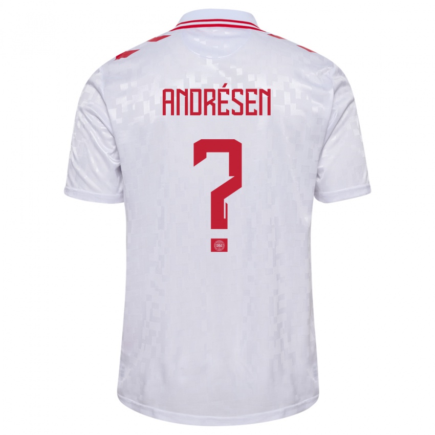 Hombre Camiseta Dinamarca Aske Andrésen #0 Blanco 2ª Equipación 24-26 La Camisa Chile