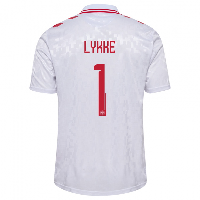 Hombre Camiseta Dinamarca William Lykke #1 Blanco 2ª Equipación 24-26 La Camisa Chile