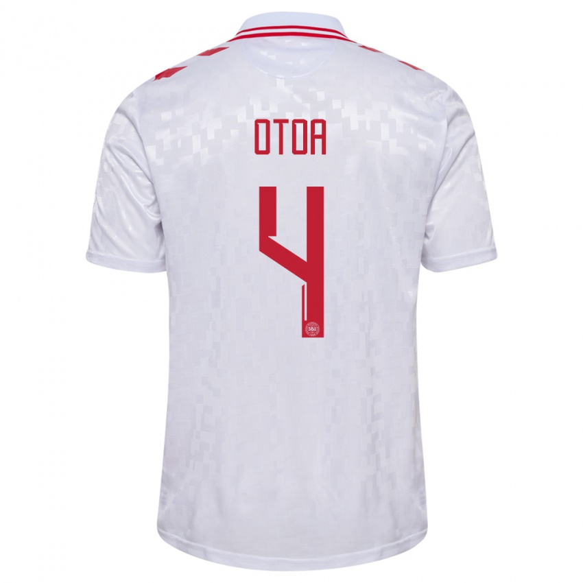 Hombre Camiseta Dinamarca Sebastian Otoa #4 Blanco 2ª Equipación 24-26 La Camisa Chile