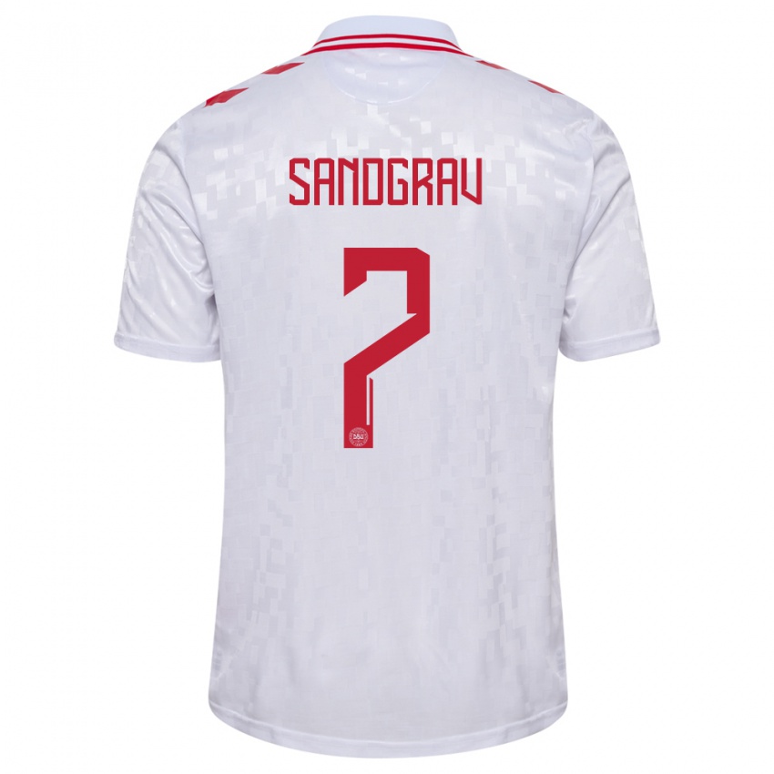 Hombre Camiseta Dinamarca Lauge Sandgrav #7 Blanco 2ª Equipación 24-26 La Camisa Chile