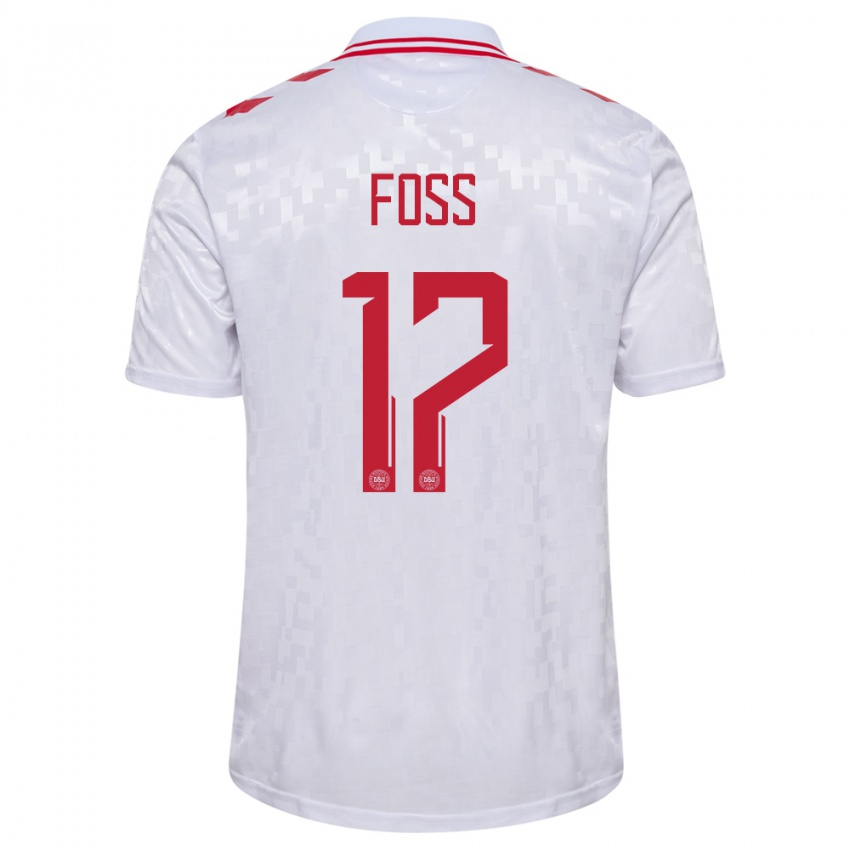 Hombre Camiseta Dinamarca Jonathan Foss #17 Blanco 2ª Equipación 24-26 La Camisa Chile