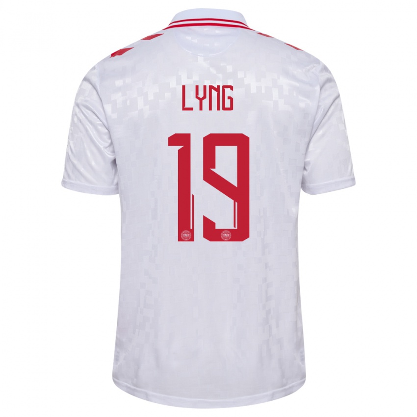 Hombre Camiseta Dinamarca Alexander Lyng #19 Blanco 2ª Equipación 24-26 La Camisa Chile