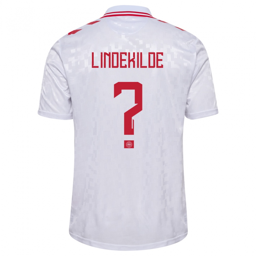 Hombre Camiseta Dinamarca Jonatan Lindekilde #0 Blanco 2ª Equipación 24-26 La Camisa Chile