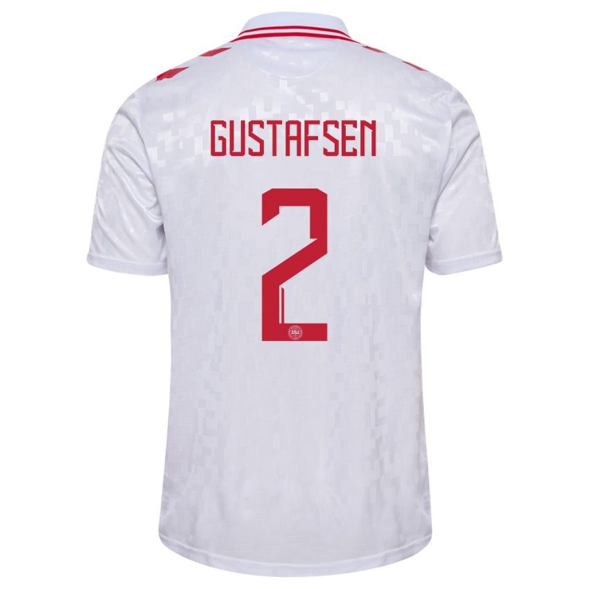 Hombre Camiseta Dinamarca Victor Gustafsen #2 Blanco 2ª Equipación 24-26 La Camisa Chile