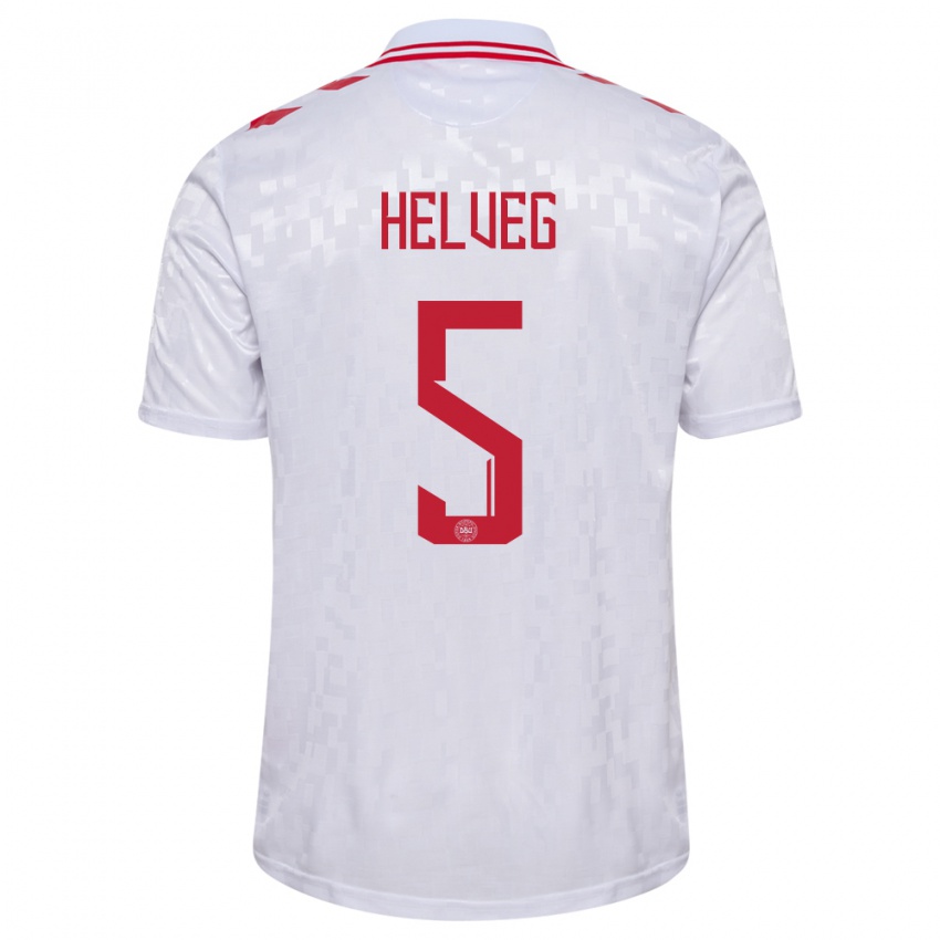 Hombre Camiseta Dinamarca Richard Helveg #5 Blanco 2ª Equipación 24-26 La Camisa Chile