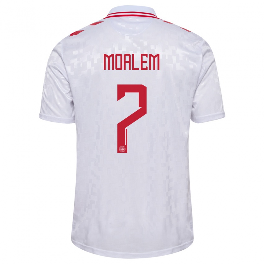 Hombre Camiseta Dinamarca Jonathan Moalem #7 Blanco 2ª Equipación 24-26 La Camisa Chile