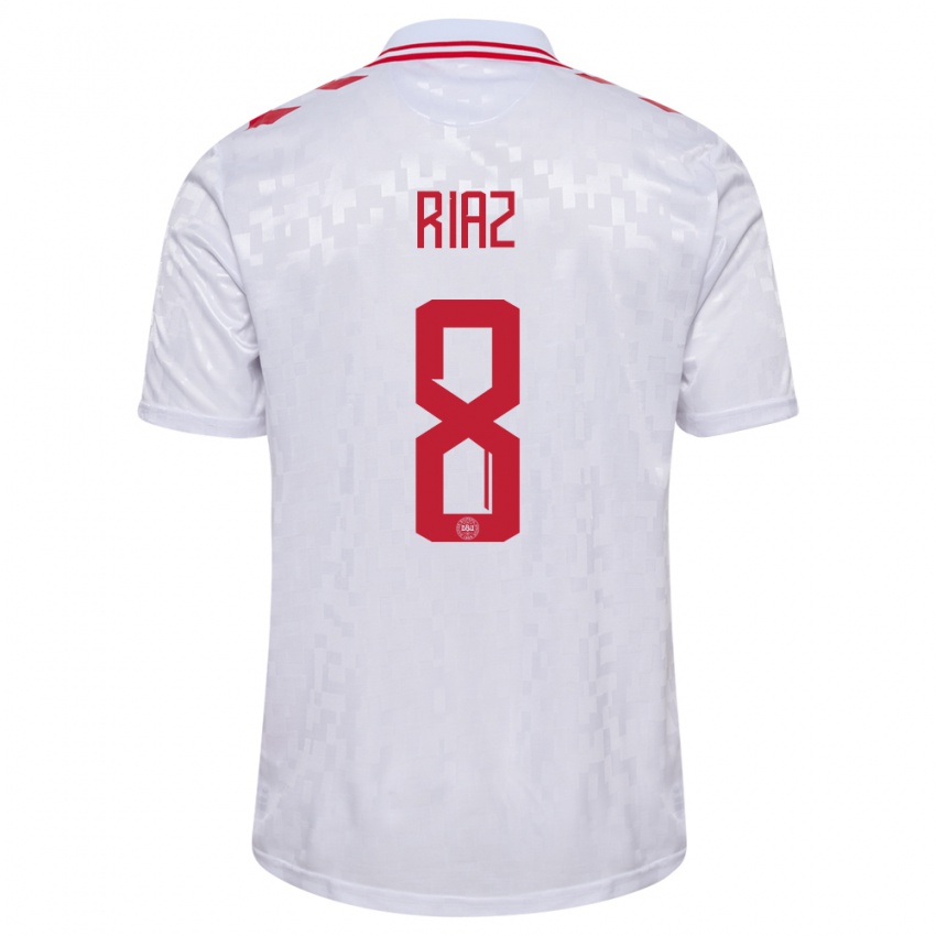 Hombre Camiseta Dinamarca Danial Riaz #8 Blanco 2ª Equipación 24-26 La Camisa Chile