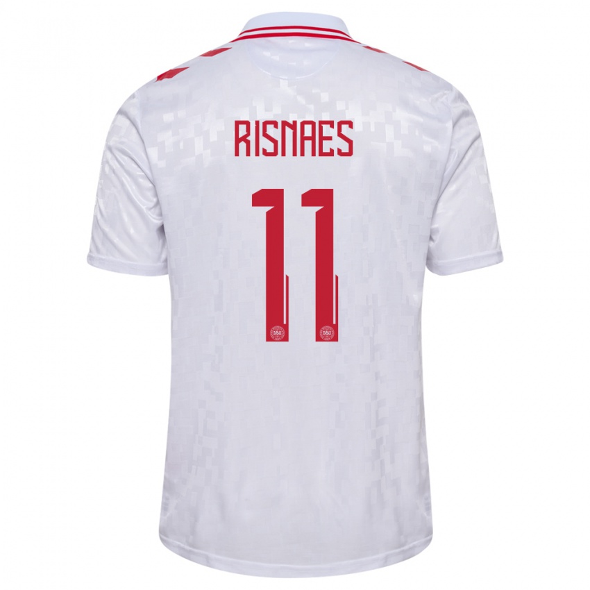 Hombre Camiseta Dinamarca Roberto Risnaes #11 Blanco 2ª Equipación 24-26 La Camisa Chile