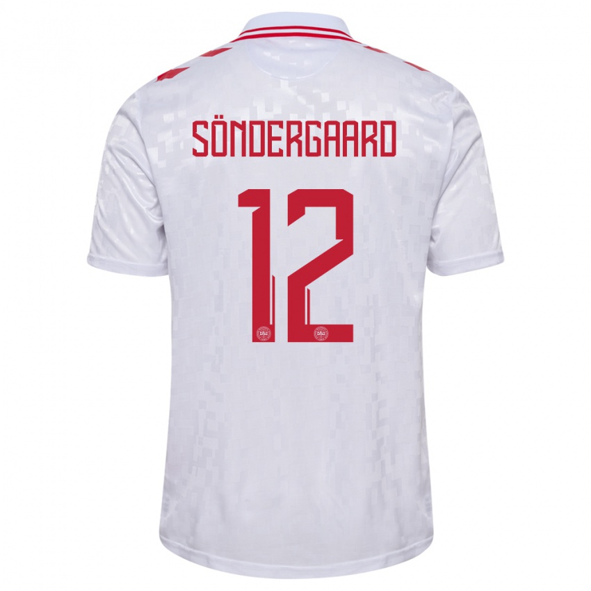 Hombre Camiseta Dinamarca Philip Söndergaard #12 Blanco 2ª Equipación 24-26 La Camisa Chile