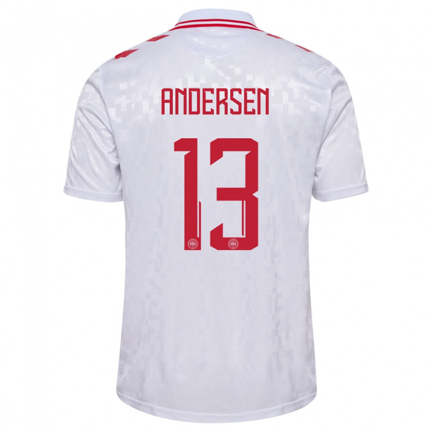 Hombre Camiseta Dinamarca Frej Andersen #13 Blanco 2ª Equipación 24-26 La Camisa Chile