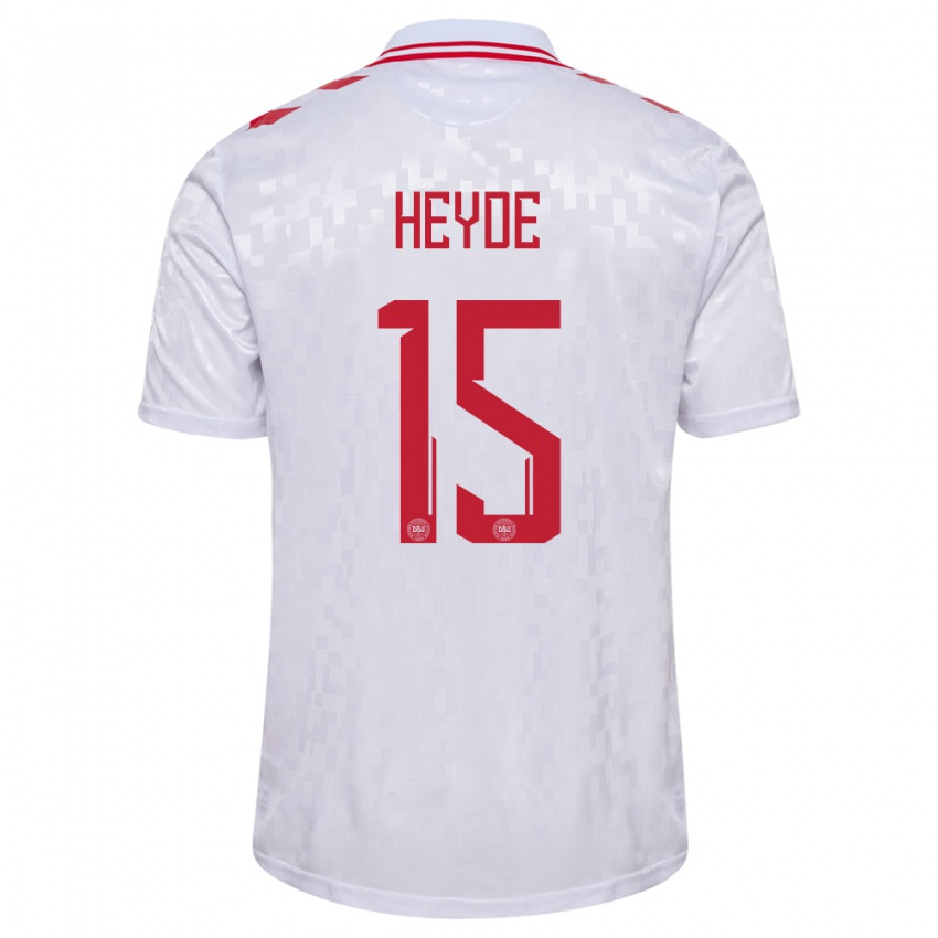 Hombre Camiseta Dinamarca Malte Heyde #15 Blanco 2ª Equipación 24-26 La Camisa Chile