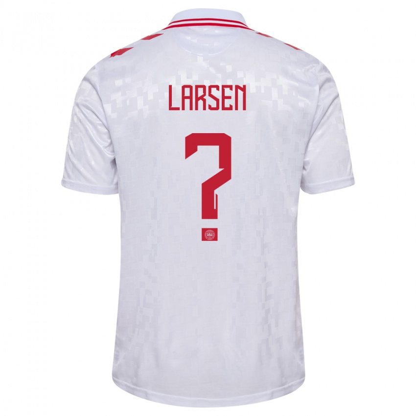 Hombre Camiseta Dinamarca Sander Larsen #0 Blanco 2ª Equipación 24-26 La Camisa Chile