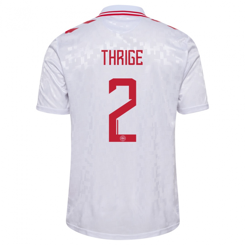 Hombre Camiseta Dinamarca Sara Thrige #2 Blanco 2ª Equipación 24-26 La Camisa Chile