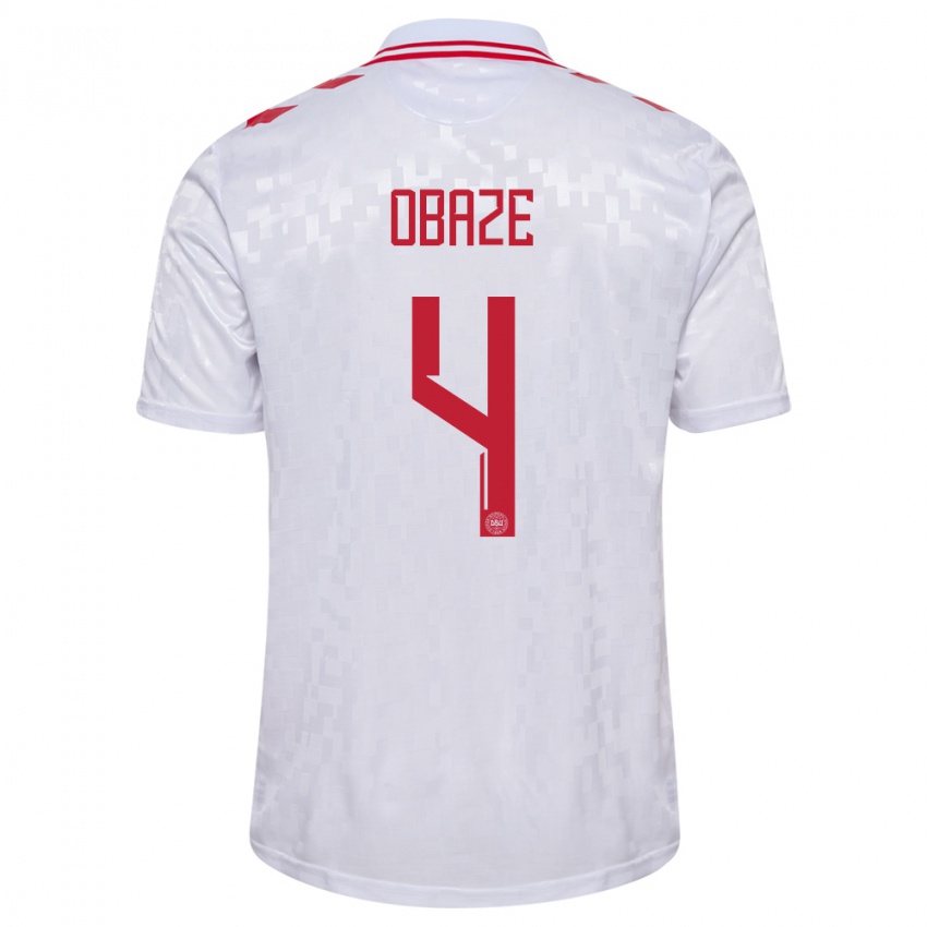 Hombre Camiseta Dinamarca Isabella Obaze #4 Blanco 2ª Equipación 24-26 La Camisa Chile