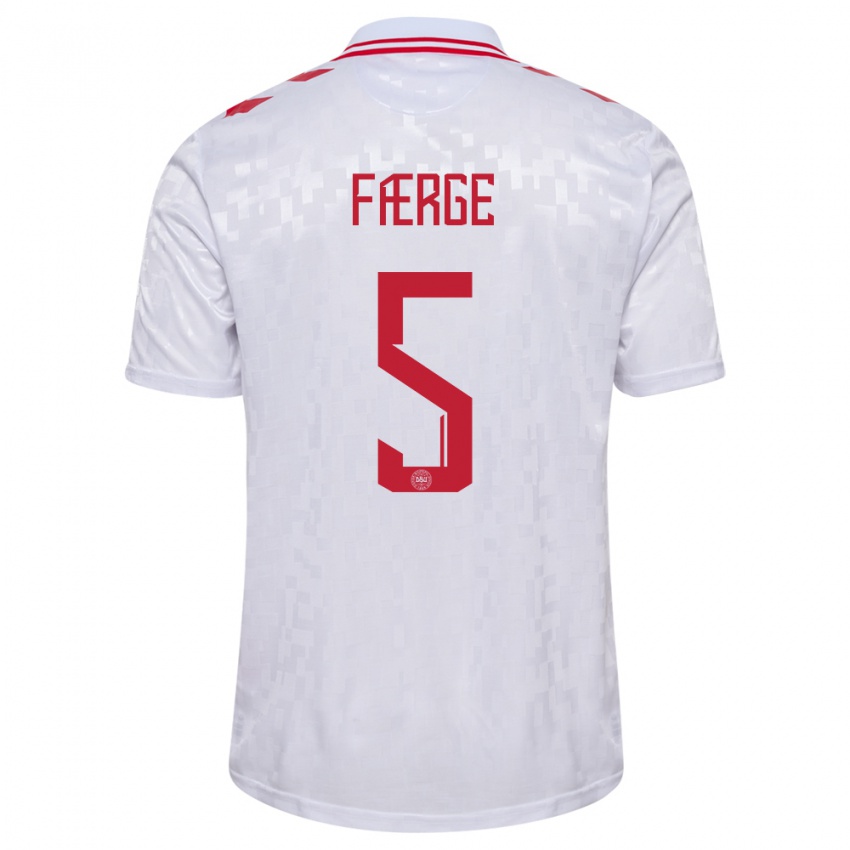 Hombre Camiseta Dinamarca Emma Farge #5 Blanco 2ª Equipación 24-26 La Camisa Chile