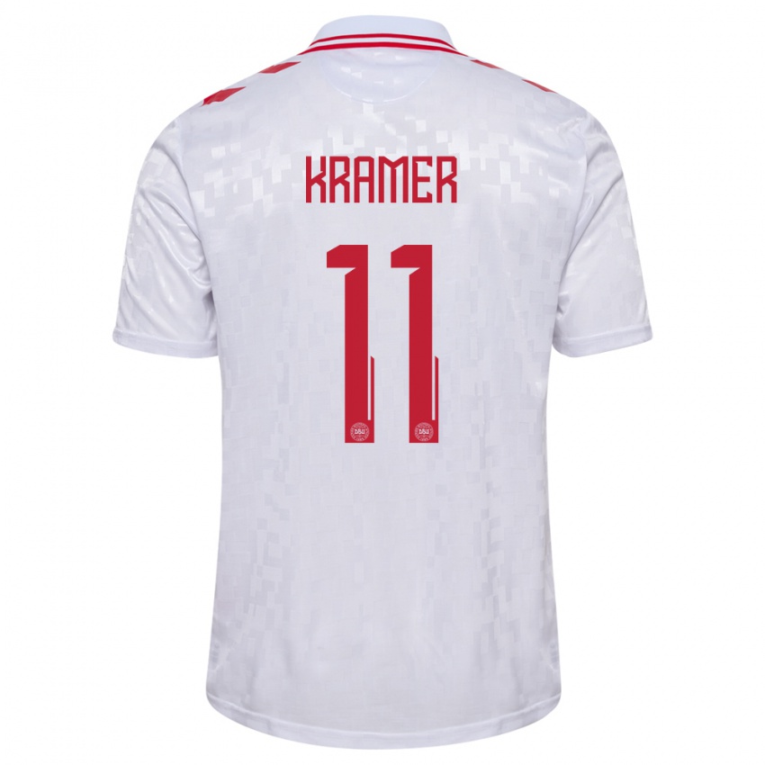 Hombre Camiseta Dinamarca Cornelia Kramer #11 Blanco 2ª Equipación 24-26 La Camisa Chile