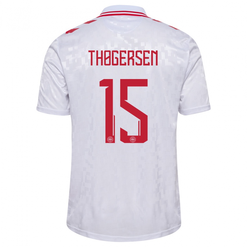 Hombre Camiseta Dinamarca Frederikke Thøgersen #15 Blanco 2ª Equipación 24-26 La Camisa Chile