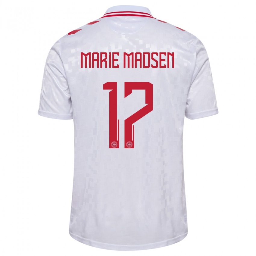 Hombre Camiseta Dinamarca Rikke Marie Madsen #17 Blanco 2ª Equipación 24-26 La Camisa Chile