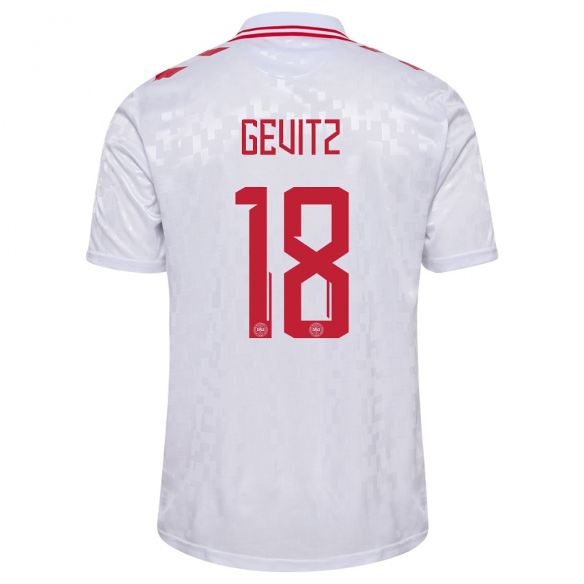 Hombre Camiseta Dinamarca Luna Gevitz #18 Blanco 2ª Equipación 24-26 La Camisa Chile