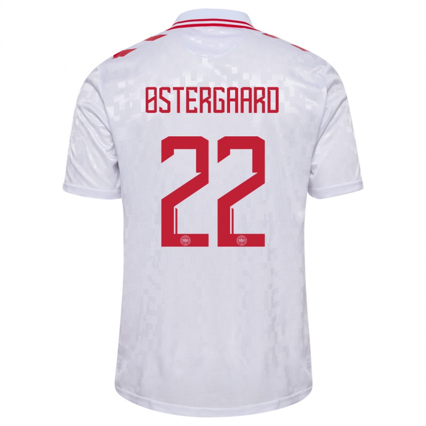 Hombre Camiseta Dinamarca Maja Bay Ostergaard #22 Blanco 2ª Equipación 24-26 La Camisa Chile