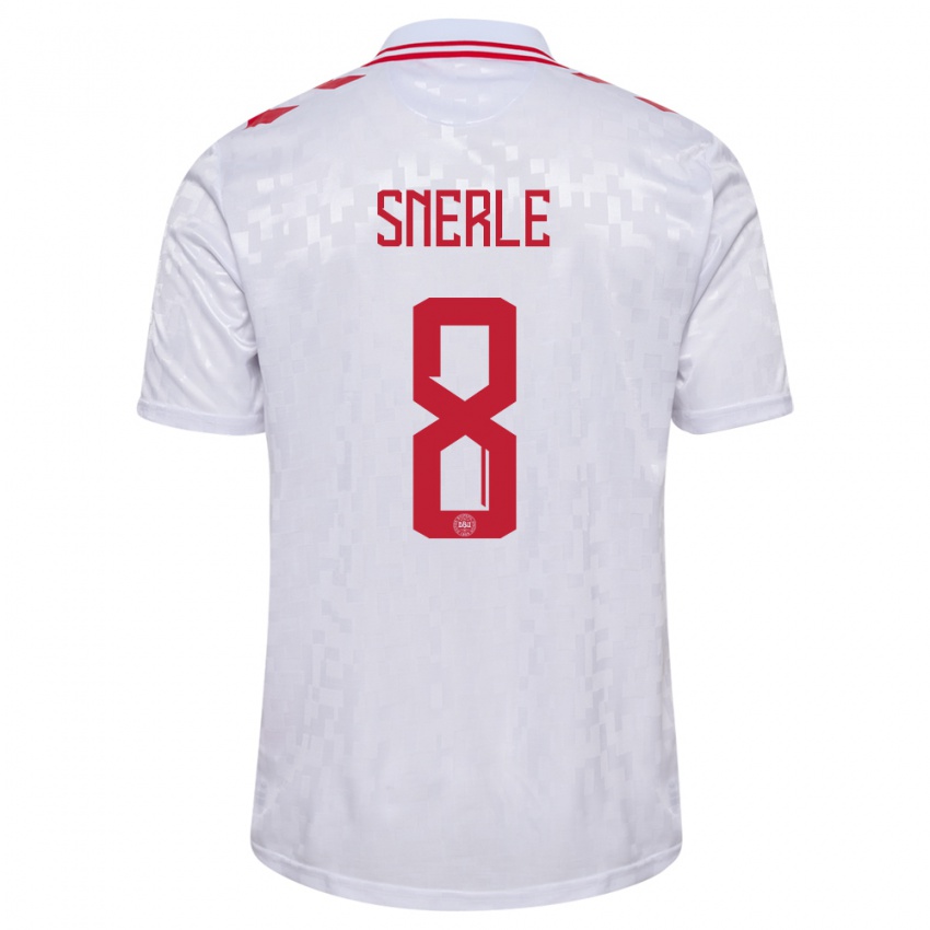 Hombre Camiseta Dinamarca Emma Snerle #8 Blanco 2ª Equipación 24-26 La Camisa Chile