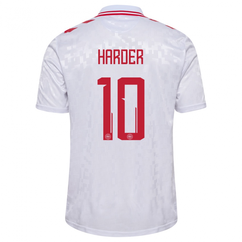 Hombre Camiseta Dinamarca Pernille Harder #10 Blanco 2ª Equipación 24-26 La Camisa Chile