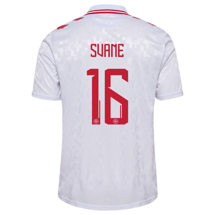 Hombre Camiseta Dinamarca Katrine Svane #16 Blanco 2ª Equipación 24-26 La Camisa Chile