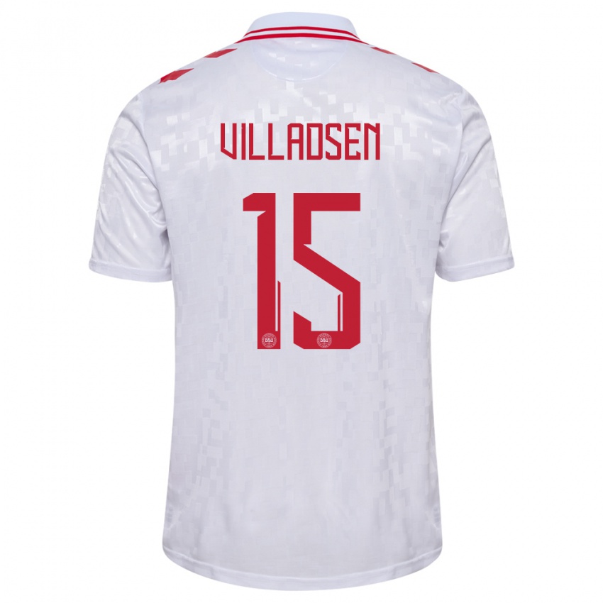 Hombre Camiseta Dinamarca Oliver Villadsen #15 Blanco 2ª Equipación 24-26 La Camisa Chile