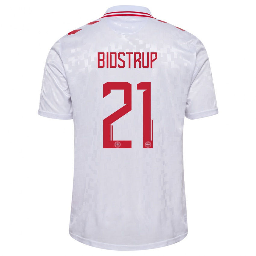 Hombre Camiseta Dinamarca Mads Bidstrup #21 Blanco 2ª Equipación 24-26 La Camisa Chile