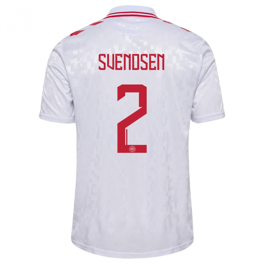 Hombre Camiseta Dinamarca Oliver Svendsen #2 Blanco 2ª Equipación 24-26 La Camisa Chile